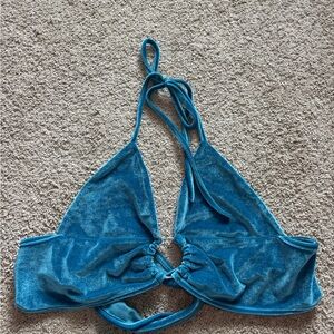 Cider Blue Velvet Crop Top